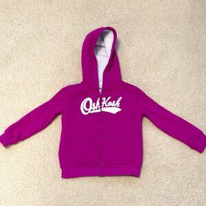 Oshkosh B'gosh - Girls Faux Fur Lined Hooded Zip Up Sweat Shirt - Size 4T